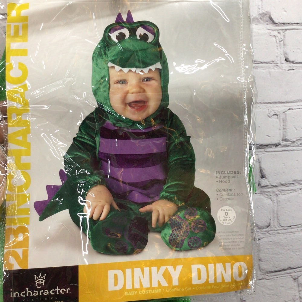 Dinky Dino Dinosaur‎ Infant Costume Size 0-6 Mos Incharacter Green Jumpsuit